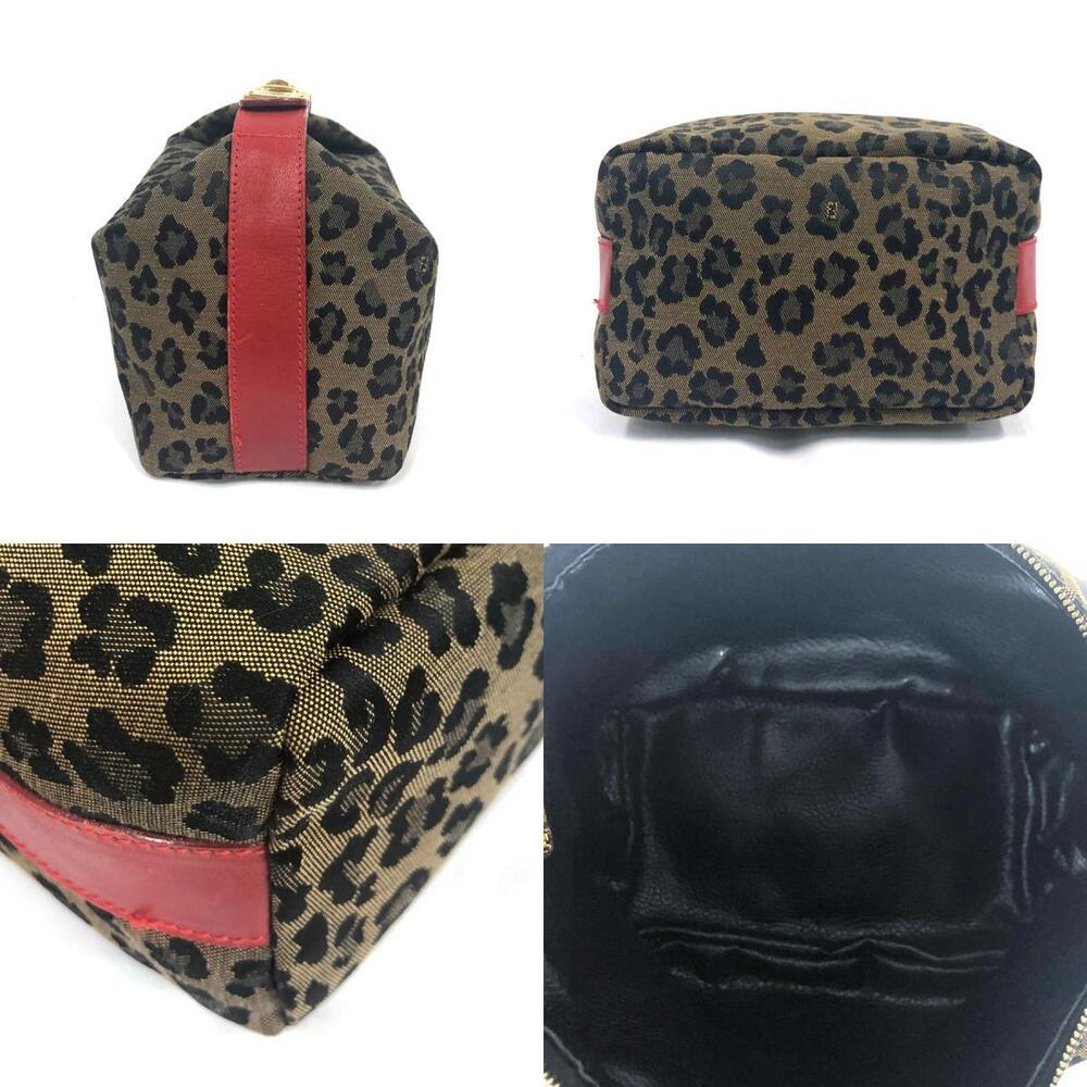 Fendi handbag leopard canvas leather gold accents - Picture 3 of 4